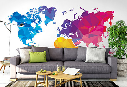 fototapeta farebná 3d mapa sveta na stenu